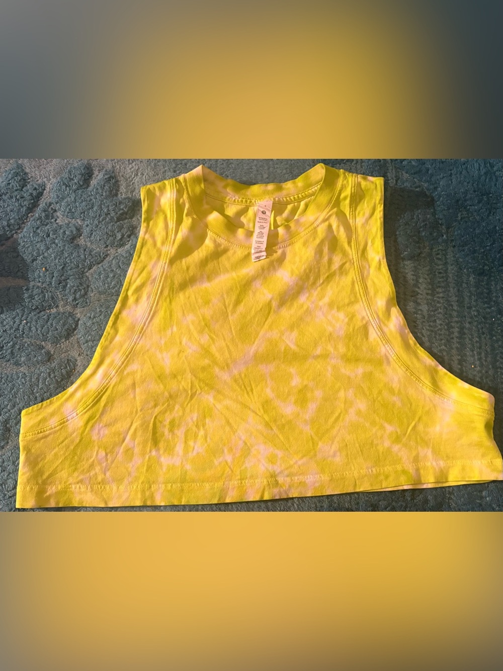 lululemon athletica Yellow Tie-Dye Cropped Tank